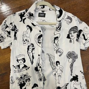 Straight to Hell traditional tattoo button down (S)